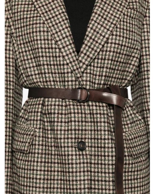 Brunello Cucinelli Brown Blazer Ceinturé À Carreaux