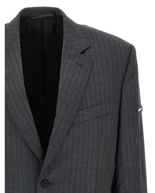 Balenciaga Black Single-Breasted Pinstripe Blazer for men
