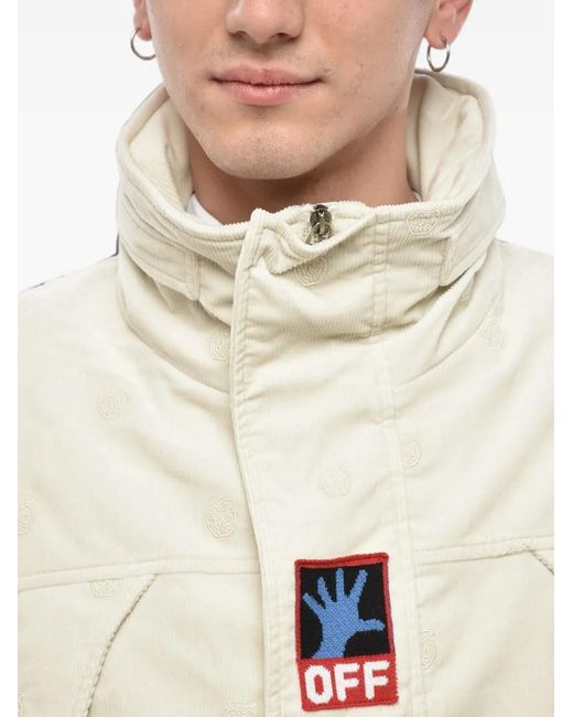 Off-White c/o Virgil Abloh Natural Hands Off Embroidered Ribbed-Velour Jacket for men