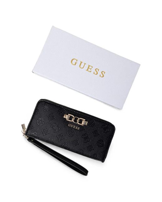 Guess Black Anise Monogram-Debossed Logo-Plaque Wallet