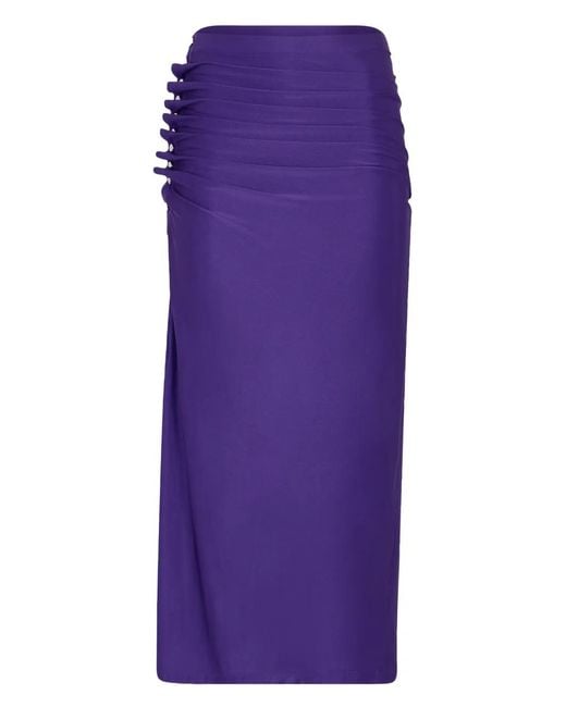Rabanne Purple Draped Midi Skirt