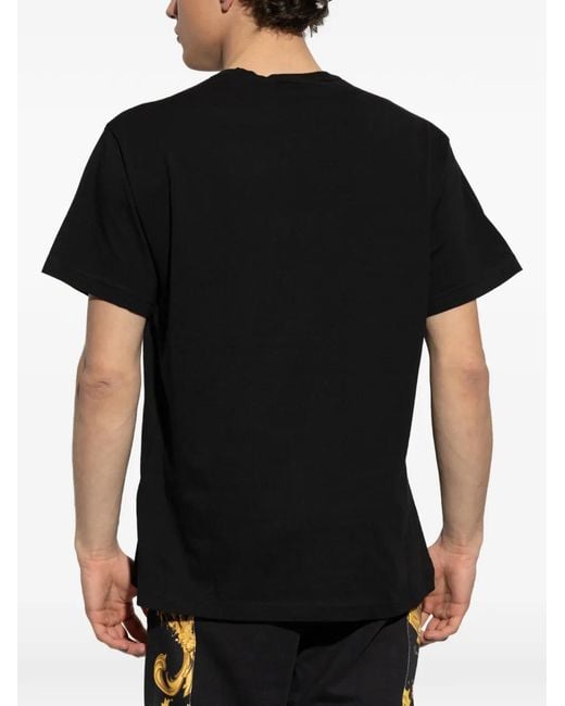 Versace Jeans Couture Black Logo-Patch T-Shirt for men