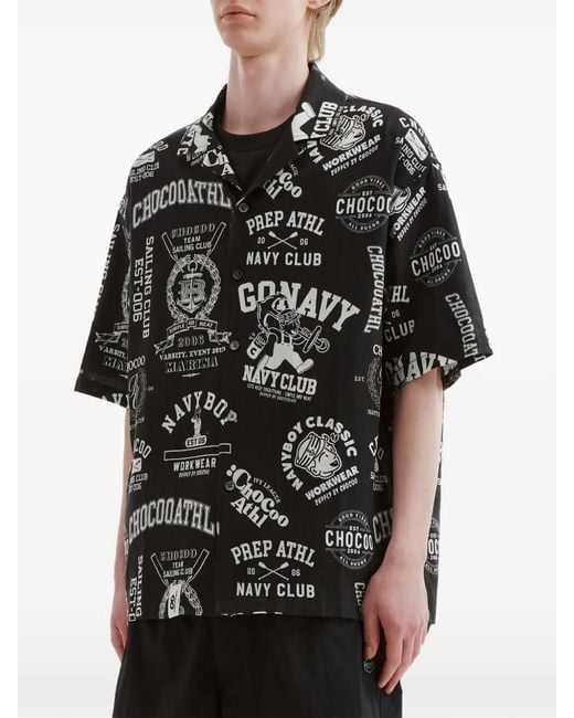 Chocoolate Black Chemise Imprimée À Manches Courtes for men