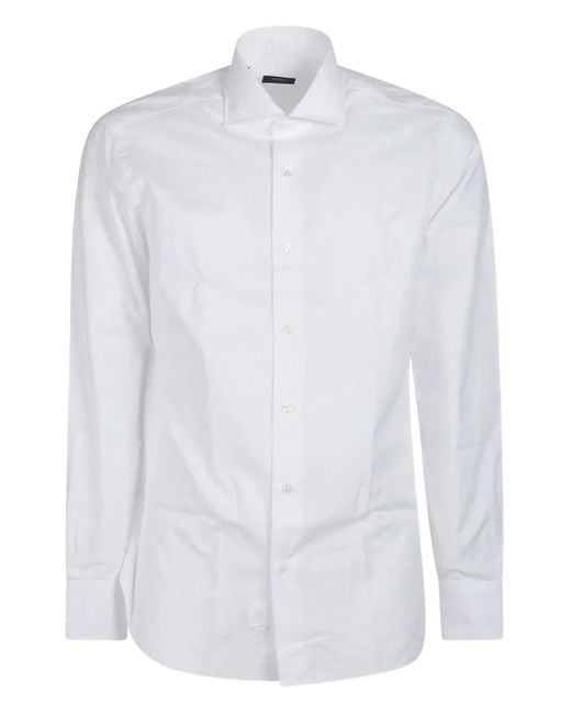 Barba Napoli Hemd mit Knopfmanschetten in White für Herren