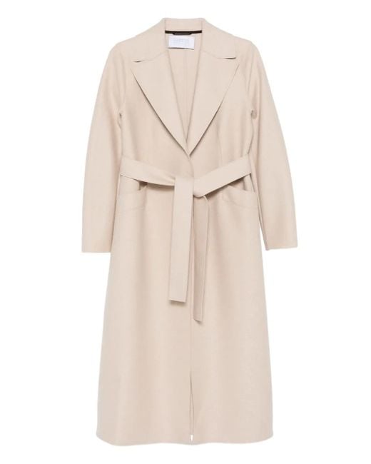 Harris Wharf London Natural Belted Notched-Lapels Coat