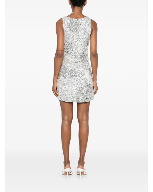Leslie Amon White Mermaid Sequin-Embellished Mini Dress