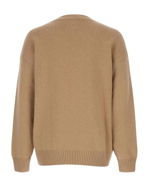 MSGM Natural Logo-Embroidered Crew-Neck Sweater for men