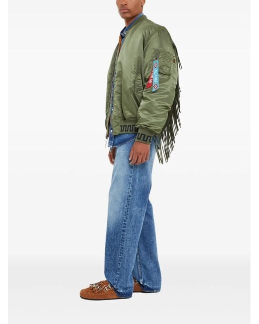 Alanui Green X Alpha Industries Fringe-Detailing Bomber Jacket for men