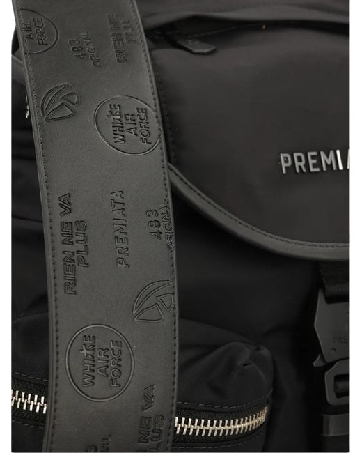 Premiata Black Buckled Backpack for men