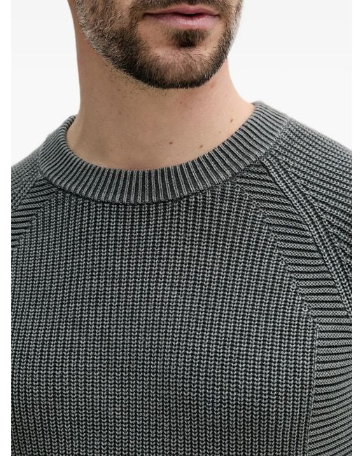 Benetton Gray Pull Côtelé À Manches Raglan for men