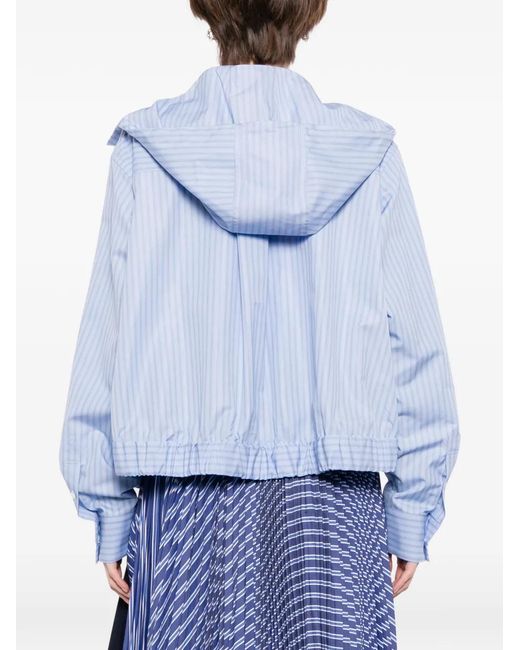 Sacai Blue Striped Hooded Jacket