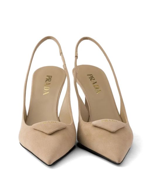 Prada White Suede Slingback Pumps