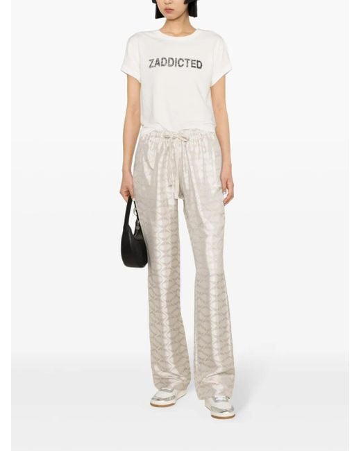 パンツ ZADIG & VOLTAIRE Woman Pants White WWJE01270 103 Zadig & Voltaire Women's White Textured Fringe Pants Sz 36