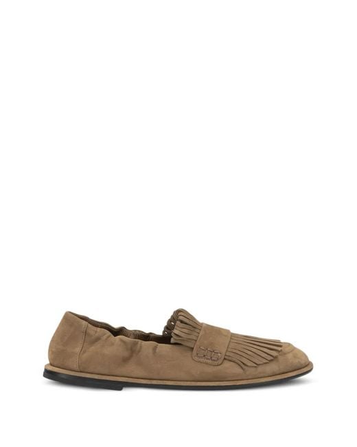 Pomme D ́Or White Fringe-Detail Loafers