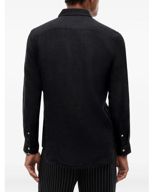 Tommy Hilfiger Black Washed Effect Embroidered-Logo Shirt for men