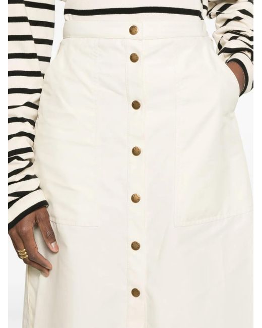 Moncler Button-Up Midi-Rok in het Natural