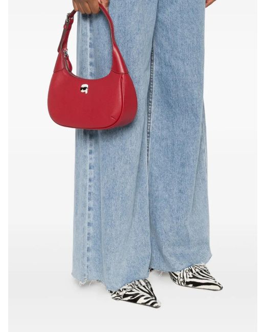 Karl Lagerfeld Red Logo-Patch Shoulder Bag