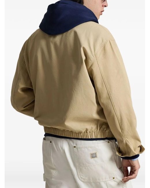 Polo Ralph Lauren Natural Double-Slider Logo-Embroidered Cotton Jacket for men
