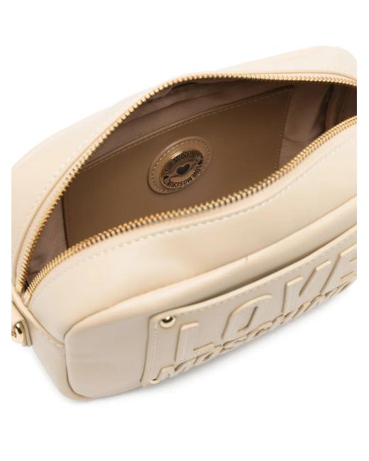 Love Moschino Natural Embossed-Logo Cross-Body Bag