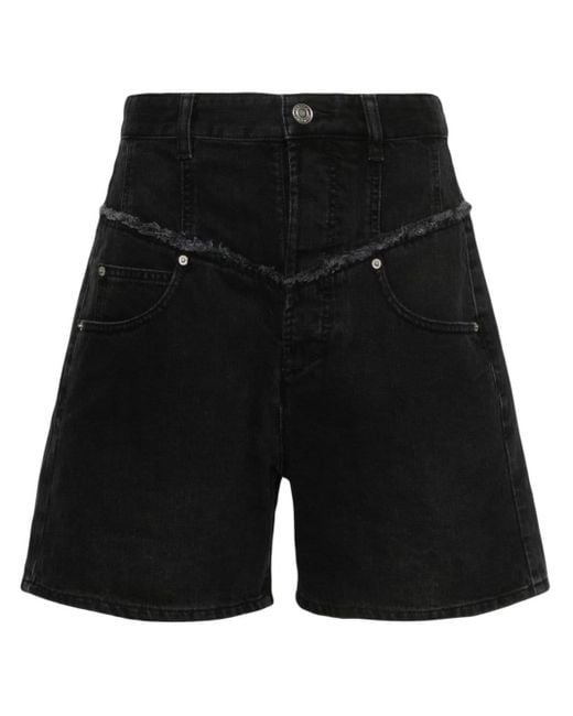 Pantalones vaqueros cortos con detalle de flecos Isabel Marant de color Black