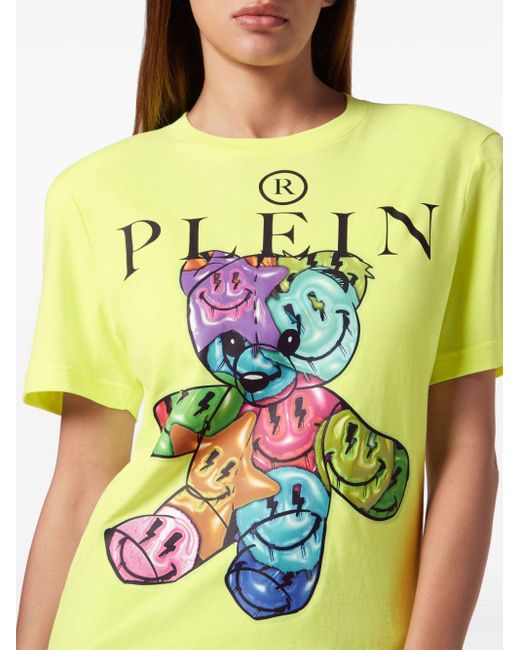 Philipp Plein Yellow Padded-shoulders Cotton T-shirt