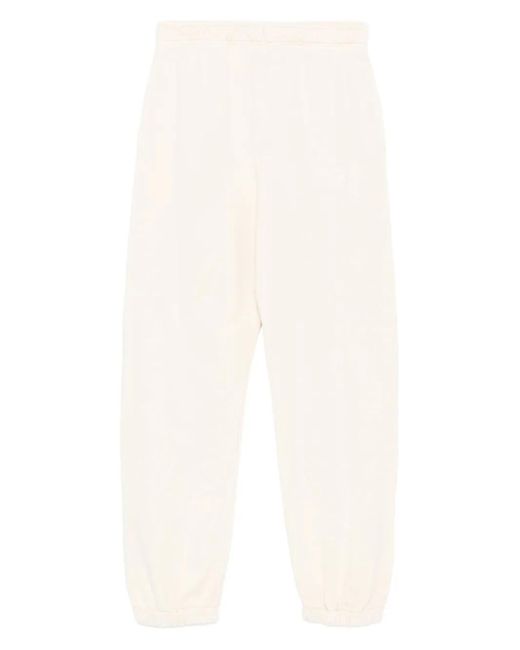 Pinko White Elastic-Ankles Cotton Trousers