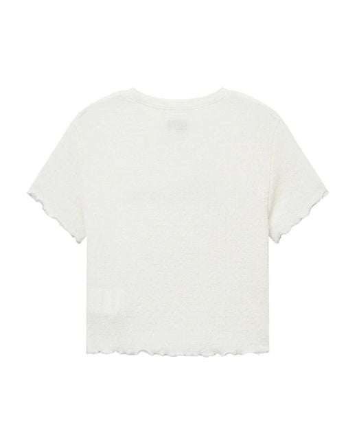 Musium Div. White Logo-Embroidered Crop Top