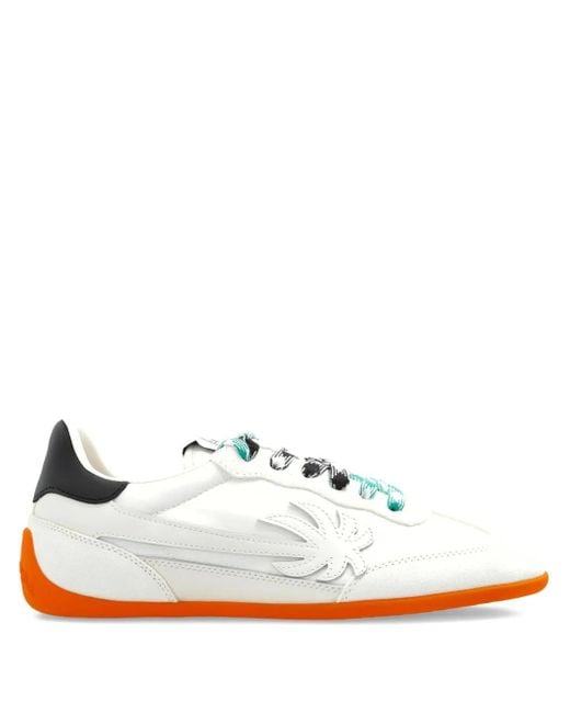 Palm Angels White Palm Tree Lace-Up Sneakers