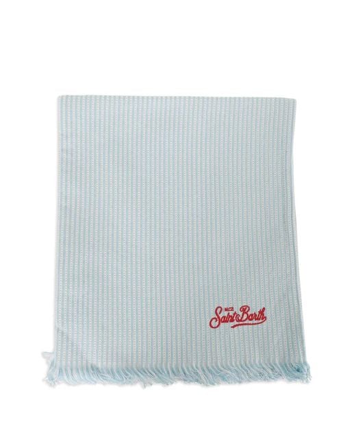 Mc2 Saint Barth Blue Striped Seersucker Beach Towel for men