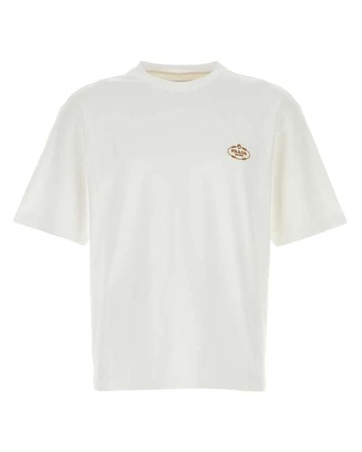 Prada T-Shirt Met Geborduurd Logo in het White voor heren