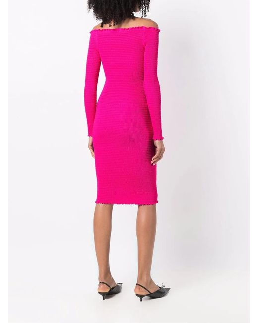 Balenciaga Pink Smocked Mini Dress