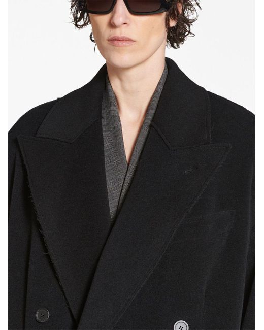 Manteau en laine vierge à boutonnière croisée Balenciaga en coloris Black