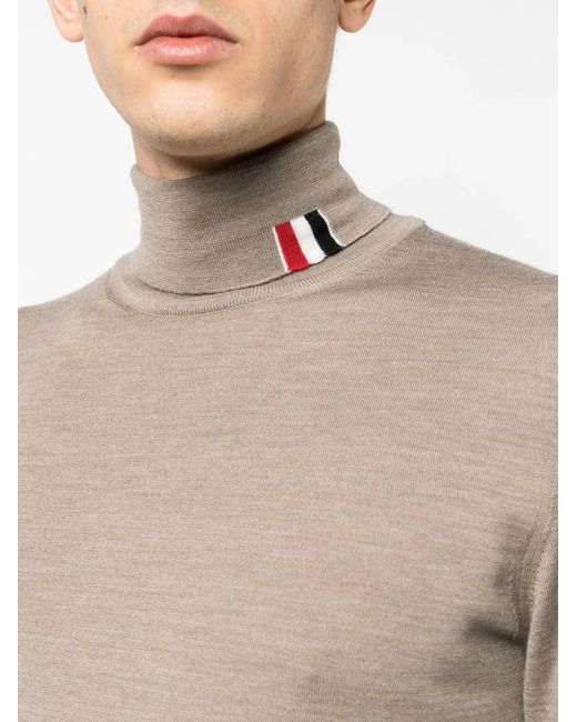 Thom Browne Gray Fine Knit Roll-Neck Jumper for men