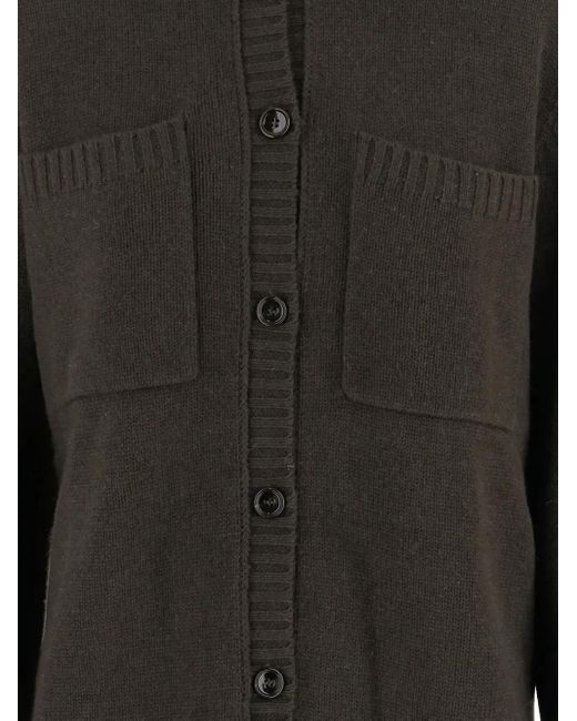 Allude Black Buttoned Patch-Pocket Cardigan