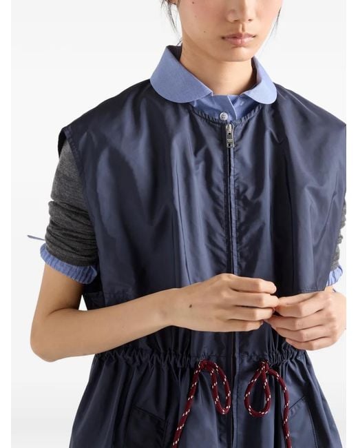 Prada Blue Re-Nylon Sleeveless Drawstring Mini Dress