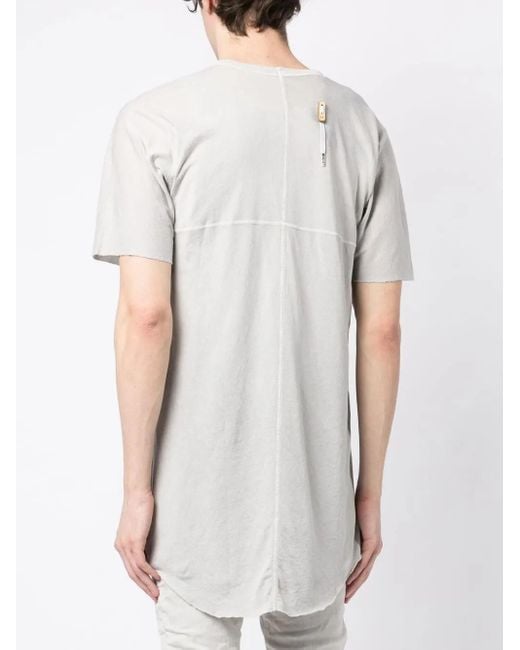 Boris Bidjan Saberi White Lace-Up-Detail Longline T-Shirt for men