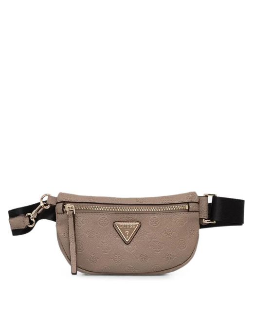 Guess Brown Devon Logo-Debossed Belt Bag