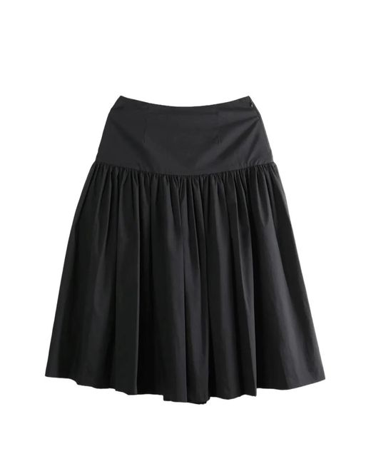 Amomento Black Gathered A-Line Skirt