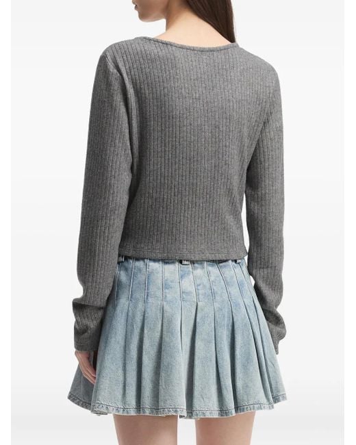 B+ AB Gray Ribbed Buttoned Cardigan