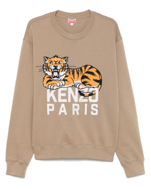 KENZO Natural Happy Tiger Cotton Sweatshirt for men