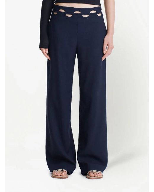 Dion Lee Blue Hinge-Seam Straight Trousers