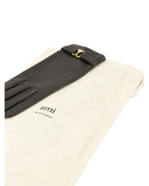 AMI Black Handschuhe Aus Leder Mit Herzschnalle