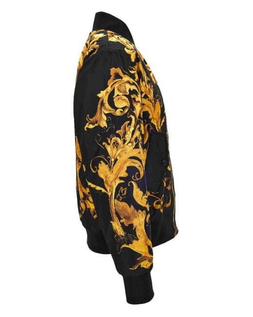 Versace Jeans Couture Black Baroque-Print Bomber Jacket for men