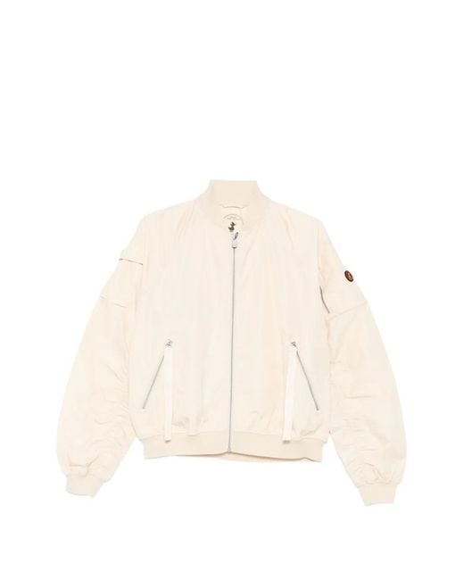 Save The Duck Natural Logo-Patch Bomber Jacket