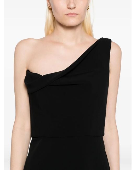 Amsale Black One-Shoulder-Robe Aus Krepp