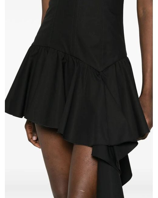 GIUSEPPE DI MORABITO Black Ruffled Asymmetric Mini Dress