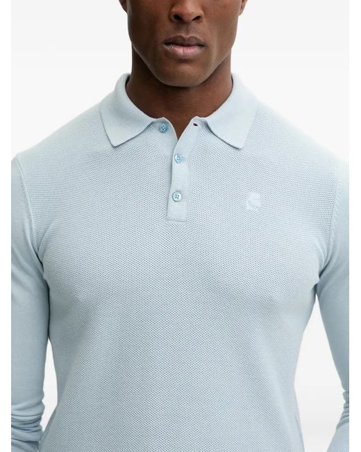 Karl Lagerfeld Blue Button Polo Shirt for men