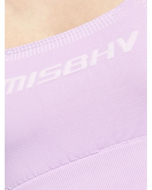 M I S B H V Pink Logo-Print Sports Bra
