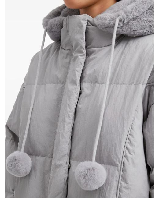 B+ AB Gray Pompom-Detail Puffet Jacket