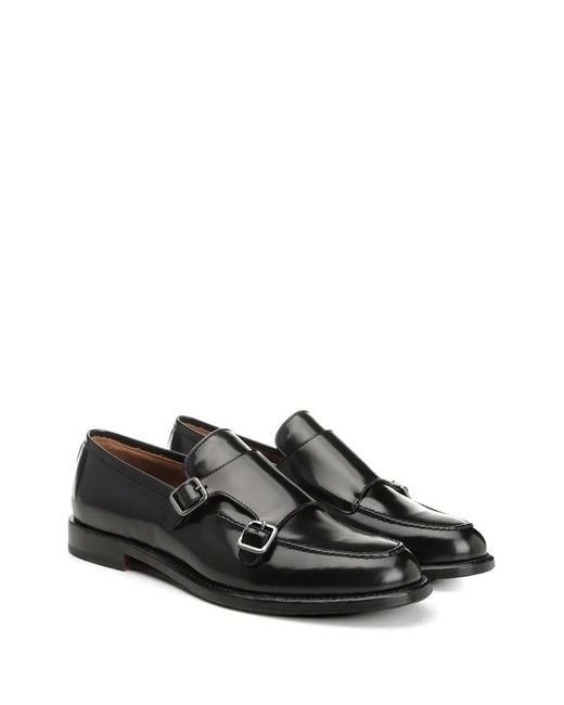 Corvari Black Double-Strap Leather Monk Shoes for men